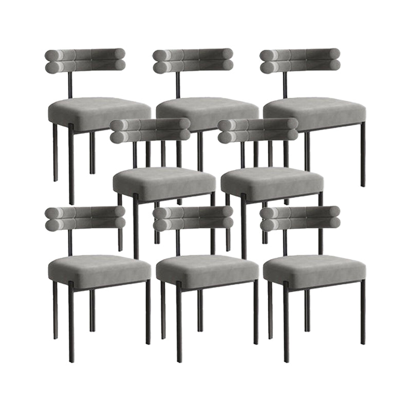 Nordic Style Colorful Side Chair Flannelette Side Dining Chair for Home Use Grey 8 Piece Set Clearhalo 'Dining Chairs' 'Dining Tables & Seating' 'dining_chair' 'furn' 'furn_dining_chair' 'Furniture' 'Kitchen & Dining Furniture' 7014634