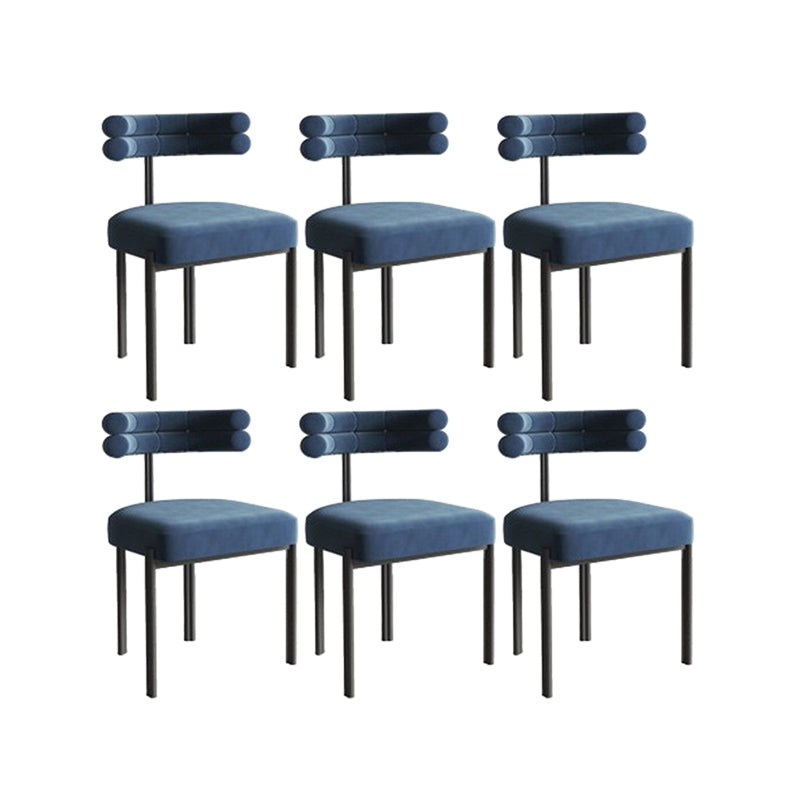Nordic Style Colorful Side Chair Flannelette Side Dining Chair for Home Use Blue 6 Piece Set Clearhalo 'Dining Chairs' 'Dining Tables & Seating' 'dining_chair' 'furn' 'furn_dining_chair' 'Furniture' 'Kitchen & Dining Furniture' 7014638