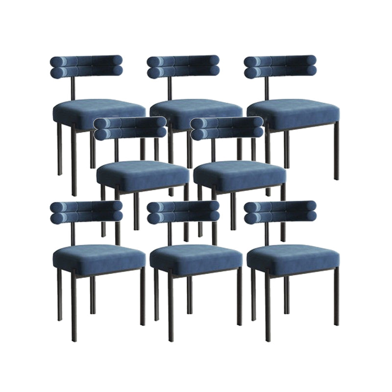 Nordic Style Colorful Side Chair Flannelette Side Dining Chair for Home Use Blue 8 Piece Set Clearhalo 'Dining Chairs' 'Dining Tables & Seating' 'dining_chair' 'furn' 'furn_dining_chair' 'Furniture' 'Kitchen & Dining Furniture' 7014639