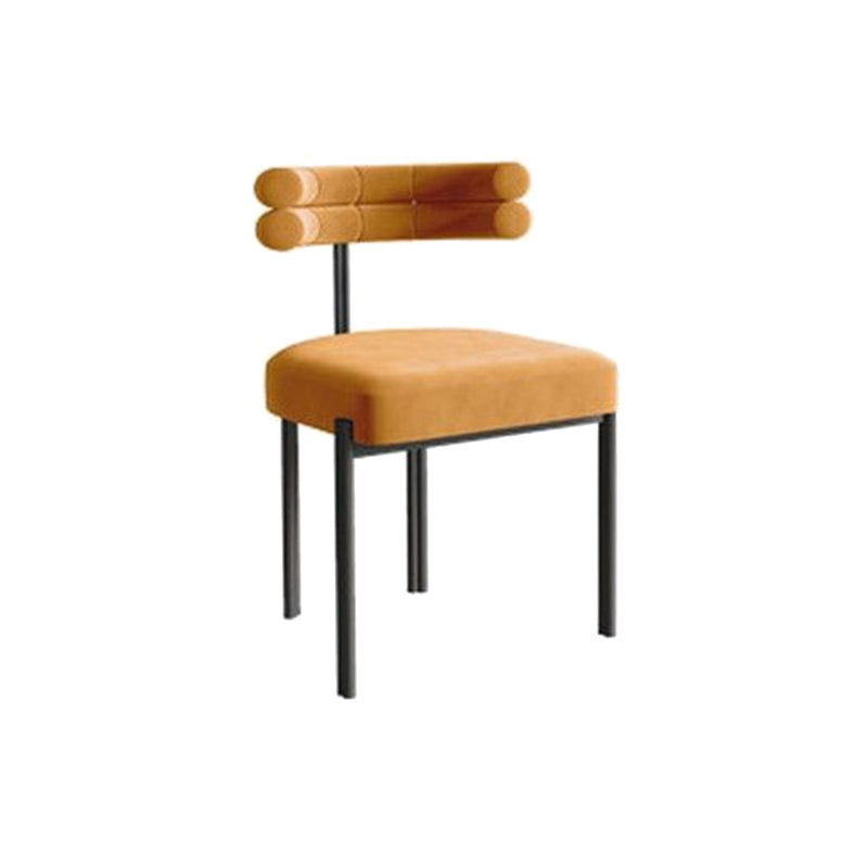 Nordic Style Colorful Side Chair Flannelette Side Dining Chair for Home Use Orange 1 Piece Clearhalo 'Dining Chairs' 'Dining Tables & Seating' 'dining_chair' 'furn' 'furn_dining_chair' 'Furniture' 'Kitchen & Dining Furniture' 7014640