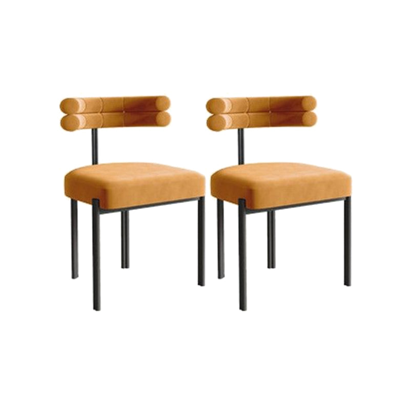 Nordic Style Colorful Side Chair Flannelette Side Dining Chair for Home Use Orange 2 Piece Set Clearhalo 'Dining Chairs' 'Dining Tables & Seating' 'dining_chair' 'furn' 'furn_dining_chair' 'Furniture' 'Kitchen & Dining Furniture' 7014641