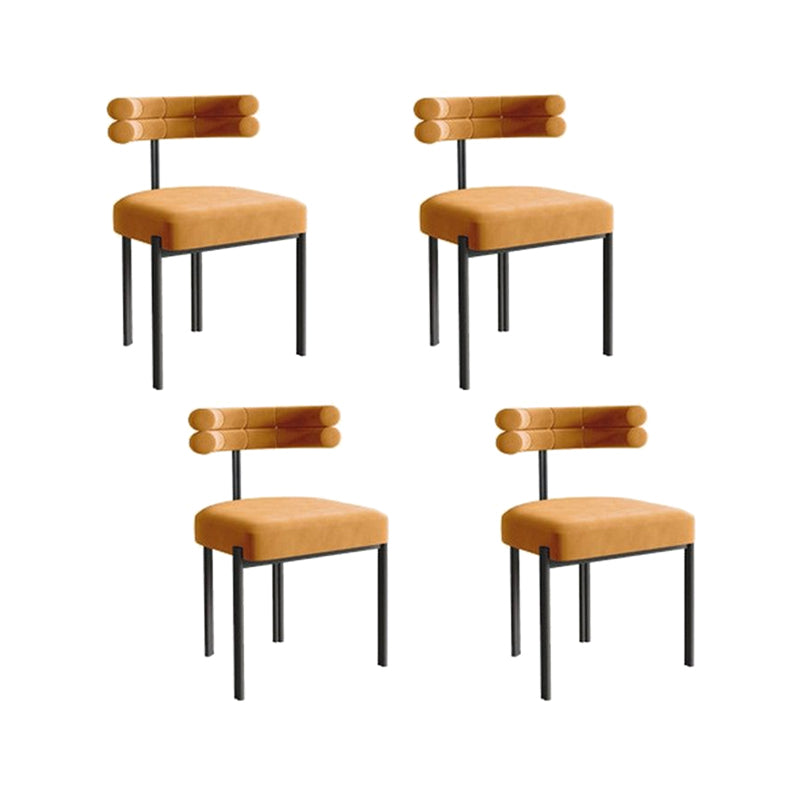 Nordic Style Colorful Side Chair Flannelette Side Dining Chair for Home Use Orange 4 Piece Set Clearhalo 'Dining Chairs' 'Dining Tables & Seating' 'dining_chair' 'furn' 'furn_dining_chair' 'Furniture' 'Kitchen & Dining Furniture' 7014642