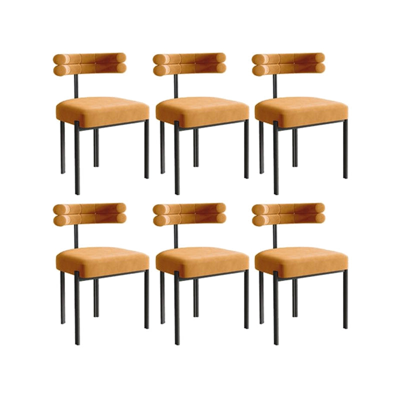 Nordic Style Colorful Side Chair Flannelette Side Dining Chair for Home Use Orange 6 Piece Set Clearhalo 'Dining Chairs' 'Dining Tables & Seating' 'dining_chair' 'furn' 'furn_dining_chair' 'Furniture' 'Kitchen & Dining Furniture' 7014643