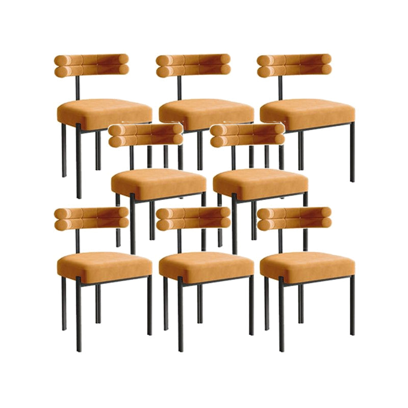 Nordic Style Colorful Side Chair Flannelette Side Dining Chair for Home Use Orange 8 Piece Set Clearhalo 'Dining Chairs' 'Dining Tables & Seating' 'dining_chair' 'furn' 'furn_dining_chair' 'Furniture' 'Kitchen & Dining Furniture' 7014644
