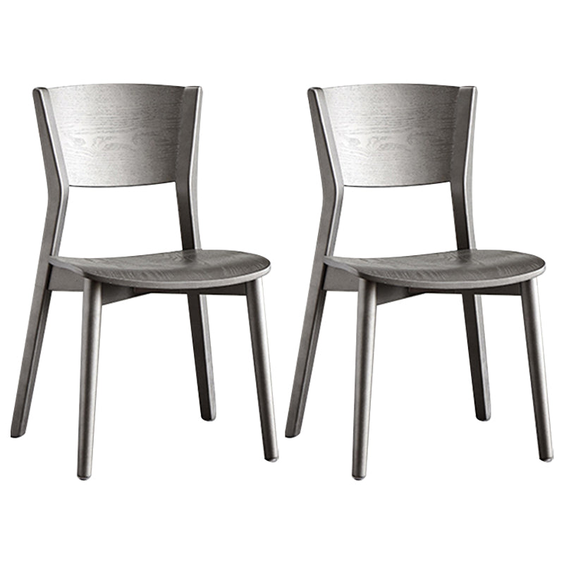 Armless Kitchen Dining Chairs Solid Wood Open Back Dining Chairs Grey 2 Piece Set Clearhalo 'Dining Chairs' 'Dining Tables & Seating' 'dining_chair' 'furn' 'furn_dining_chair' 'Furniture' 'Kitchen & Dining Furniture' 7014647