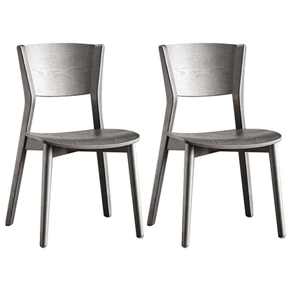 Armless Kitchen Dining Chairs Solid Wood Open Back Dining Chairs Grey 2 Piece Set Clearhalo 'Dining Chairs' 'Dining Tables & Seating' 'dining_chair' 'furn' 'furn_dining_chair' 'Furniture' 'Kitchen & Dining Furniture' 7014647