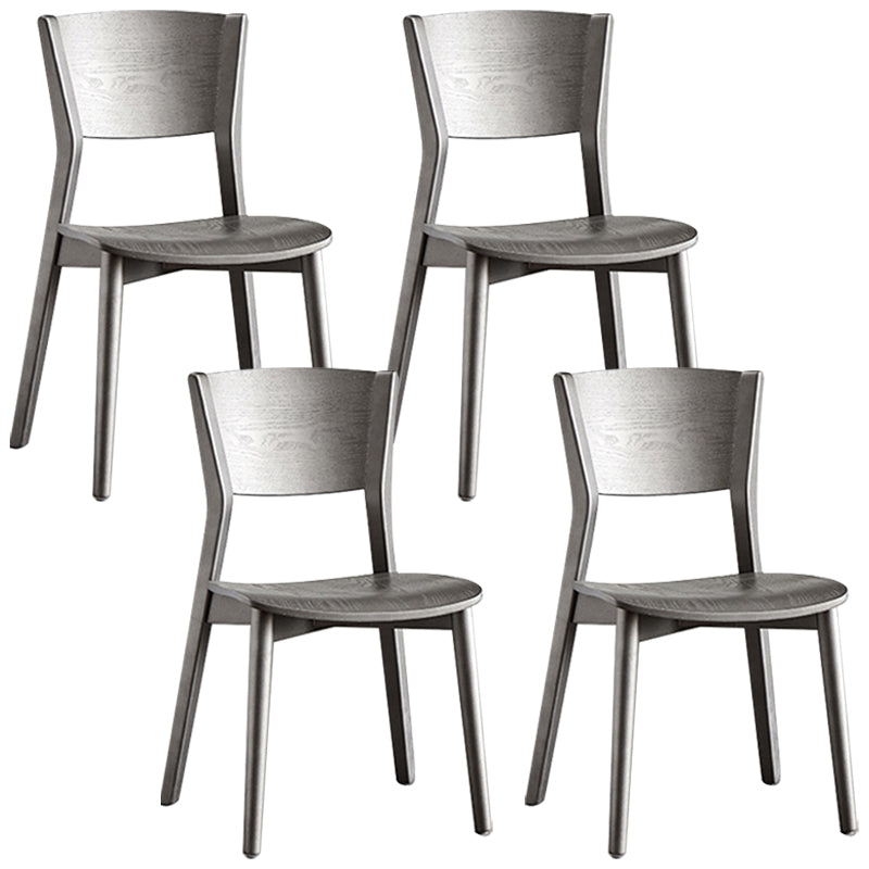 Armless Kitchen Dining Chairs Solid Wood Open Back Dining Chairs Grey 4 Piece Set Clearhalo 'Dining Chairs' 'Dining Tables & Seating' 'dining_chair' 'furn' 'furn_dining_chair' 'Furniture' 'Kitchen & Dining Furniture' 7014649