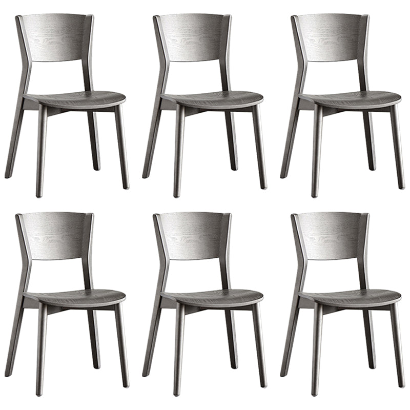 Armless Kitchen Dining Chairs Solid Wood Open Back Dining Chairs Grey 6 Piece Set Clearhalo 'Dining Chairs' 'Dining Tables & Seating' 'dining_chair' 'furn' 'furn_dining_chair' 'Furniture' 'Kitchen & Dining Furniture' 7014651