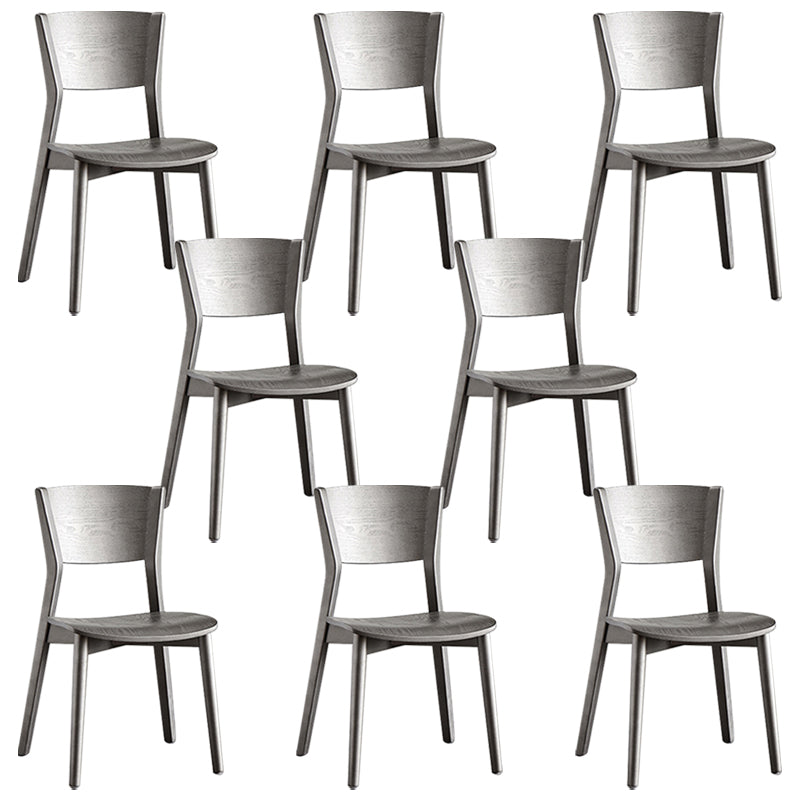 Armless Kitchen Dining Chairs Solid Wood Open Back Dining Chairs Grey 8 Piece Set Clearhalo 'Dining Chairs' 'Dining Tables & Seating' 'dining_chair' 'furn' 'furn_dining_chair' 'Furniture' 'Kitchen & Dining Furniture' 7014653