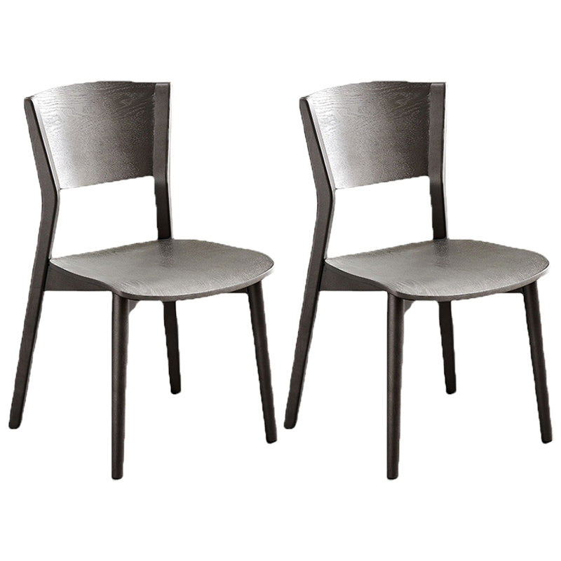 Armless Kitchen Dining Chairs Solid Wood Open Back Dining Chairs Black 2 Piece Set Clearhalo 'Dining Chairs' 'Dining Tables & Seating' 'dining_chair' 'furn' 'furn_dining_chair' 'Furniture' 'Kitchen & Dining Furniture' 7014656