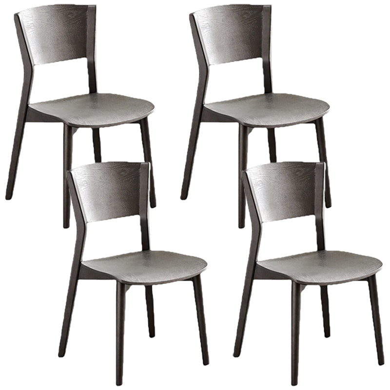 Armless Kitchen Dining Chairs Solid Wood Open Back Dining Chairs Black 4 Piece Set Clearhalo 'Dining Chairs' 'Dining Tables & Seating' 'dining_chair' 'furn' 'furn_dining_chair' 'Furniture' 'Kitchen & Dining Furniture' 7014658