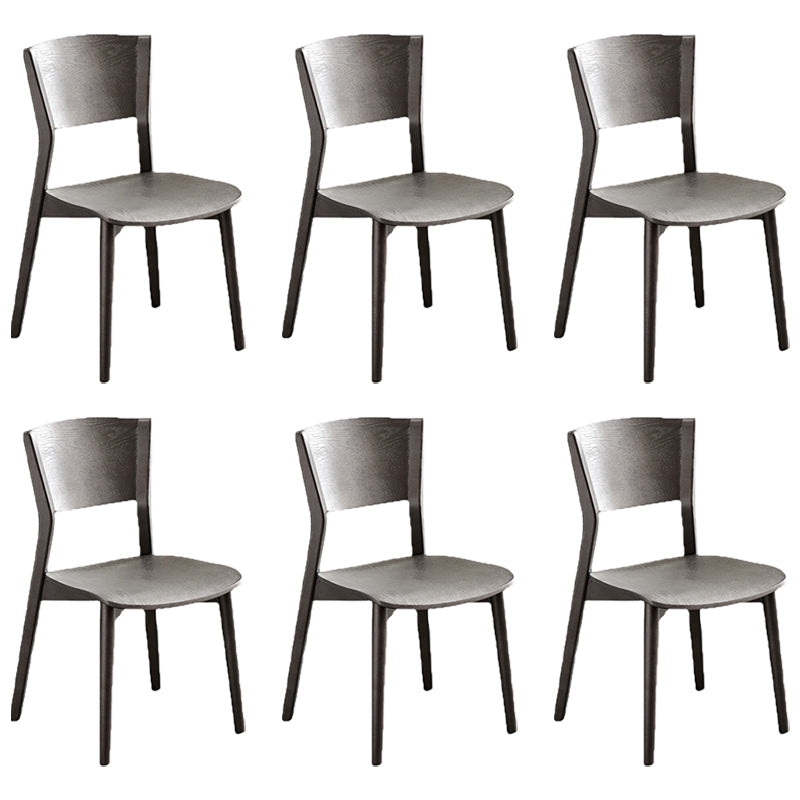 Armless Kitchen Dining Chairs Solid Wood Open Back Dining Chairs Black 6 Piece Set Clearhalo 'Dining Chairs' 'Dining Tables & Seating' 'dining_chair' 'furn' 'furn_dining_chair' 'Furniture' 'Kitchen & Dining Furniture' 7014660