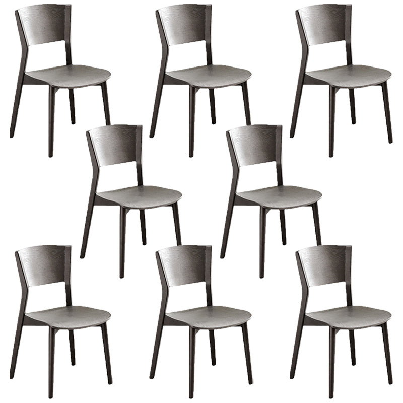 Armless Kitchen Dining Chairs Solid Wood Open Back Dining Chairs Black 8 Piece Set Clearhalo 'Dining Chairs' 'Dining Tables & Seating' 'dining_chair' 'furn' 'furn_dining_chair' 'Furniture' 'Kitchen & Dining Furniture' 7014661