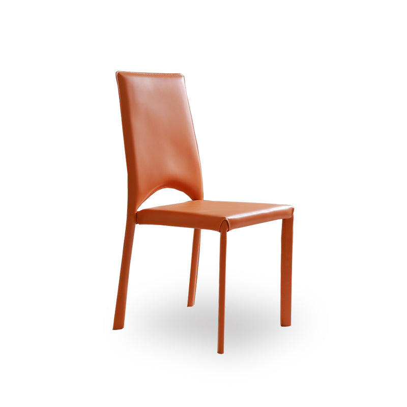 Modern Simple Side Chair Faux Leather Side Dining Chair for Home Use Orange 1 Piece Clearhalo 'Dining Chairs' 'Dining Tables & Seating' 'dining_chair' 'furn' 'furn_dining_chair' 'Furniture' 'Kitchen & Dining Furniture' 7014664