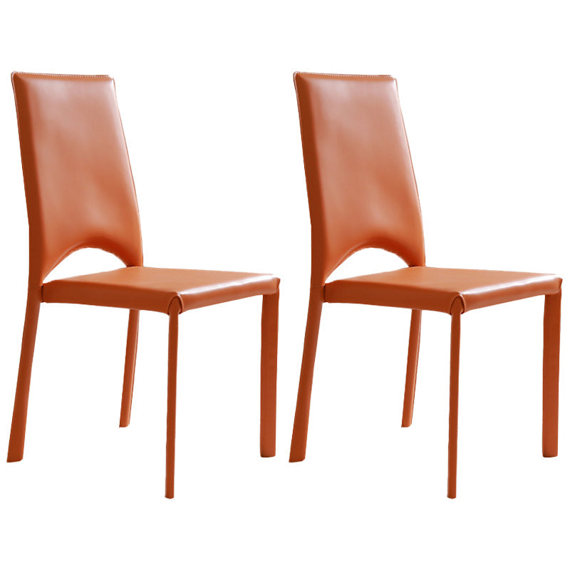 Modern Simple Side Chair Faux Leather Side Dining Chair for Home Use Orange 2 Piece Set Clearhalo 'Dining Chairs' 'Dining Tables & Seating' 'dining_chair' 'furn' 'furn_dining_chair' 'Furniture' 'Kitchen & Dining Furniture' 7014665