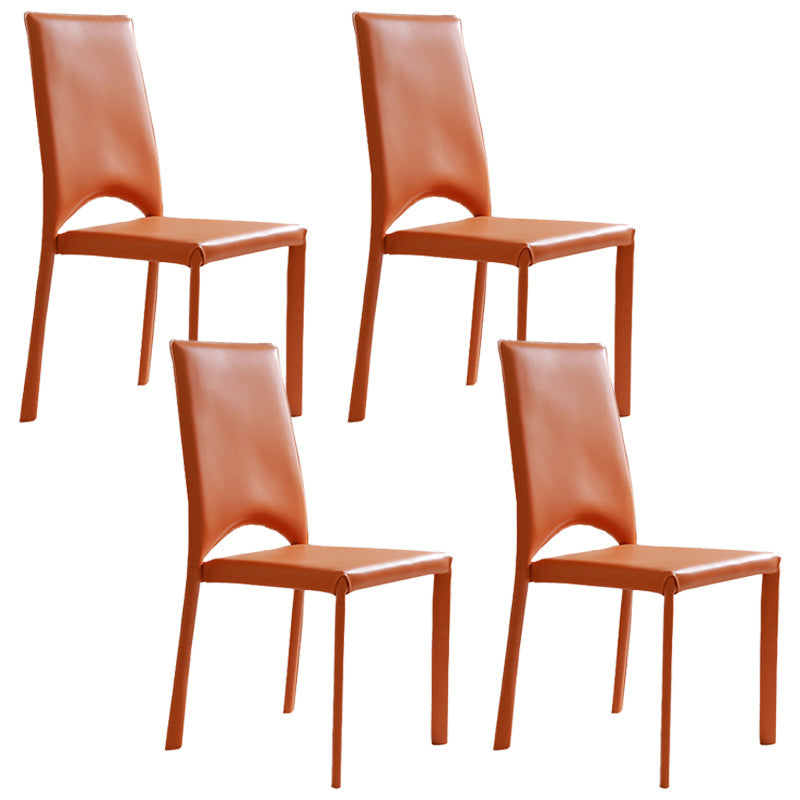 Modern Simple Side Chair Faux Leather Side Dining Chair for Home Use Orange 4 Piece Set Clearhalo 'Dining Chairs' 'Dining Tables & Seating' 'dining_chair' 'furn' 'furn_dining_chair' 'Furniture' 'Kitchen & Dining Furniture' 7014668