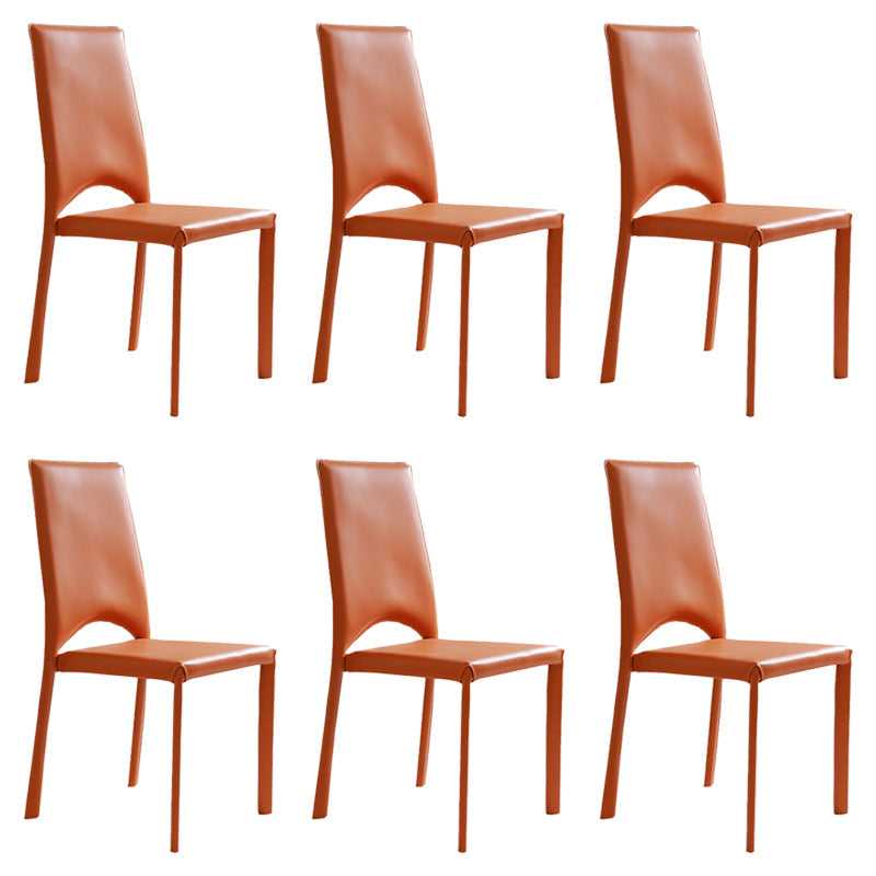 Modern Simple Side Chair Faux Leather Side Dining Chair for Home Use Orange 6 Piece Set Clearhalo 'Dining Chairs' 'Dining Tables & Seating' 'dining_chair' 'furn' 'furn_dining_chair' 'Furniture' 'Kitchen & Dining Furniture' 7014670