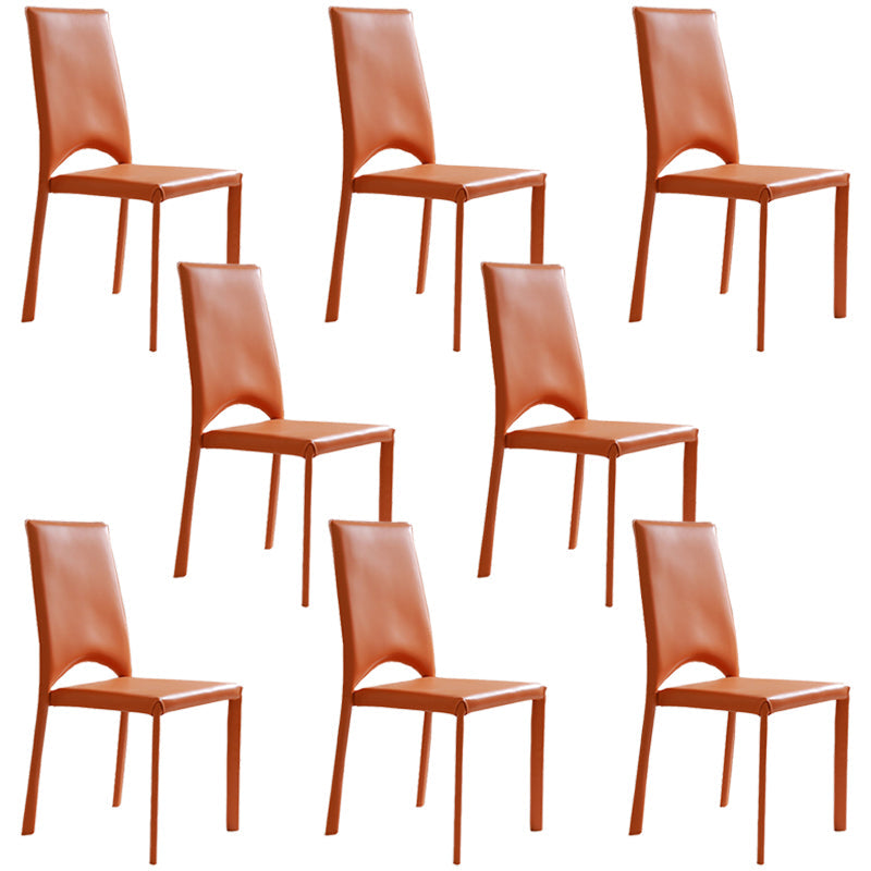 Modern Simple Side Chair Faux Leather Side Dining Chair for Home Use Orange 8 Piece Set Clearhalo 'Dining Chairs' 'Dining Tables & Seating' 'dining_chair' 'furn' 'furn_dining_chair' 'Furniture' 'Kitchen & Dining Furniture' 7014672