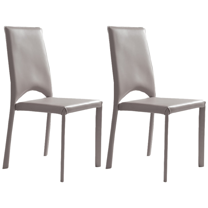 Modern Simple Side Chair Faux Leather Side Dining Chair for Home Use Grey 2 Piece Set Clearhalo 'Dining Chairs' 'Dining Tables & Seating' 'dining_chair' 'furn' 'furn_dining_chair' 'Furniture' 'Kitchen & Dining Furniture' 7014675