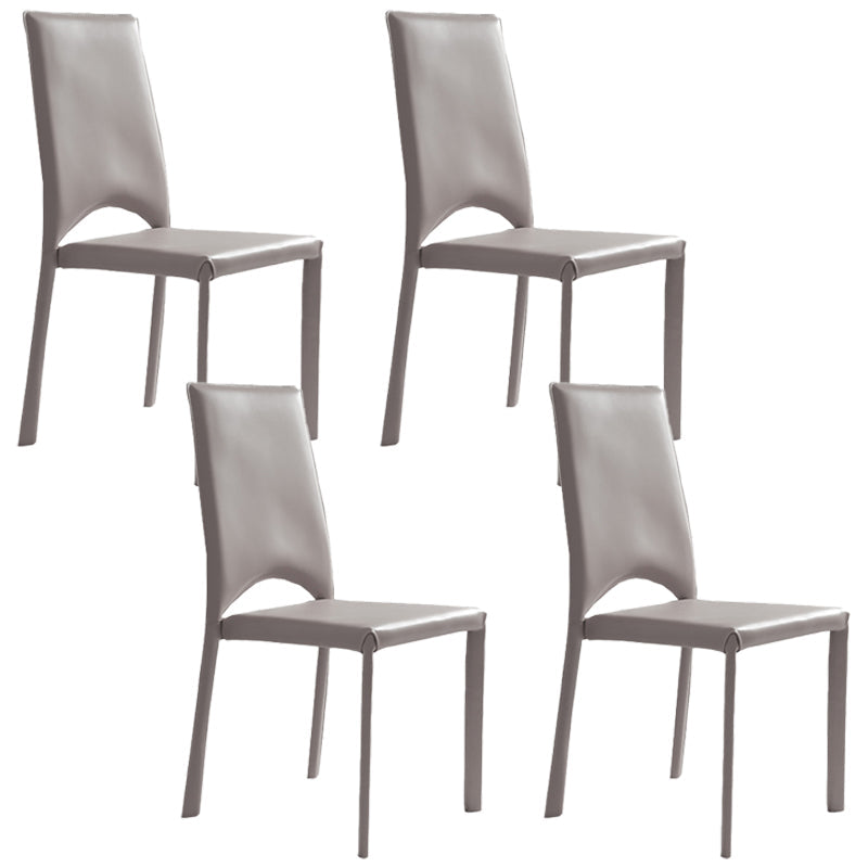 Modern Simple Side Chair Faux Leather Side Dining Chair for Home Use Grey 4 Piece Set Clearhalo 'Dining Chairs' 'Dining Tables & Seating' 'dining_chair' 'furn' 'furn_dining_chair' 'Furniture' 'Kitchen & Dining Furniture' 7014678