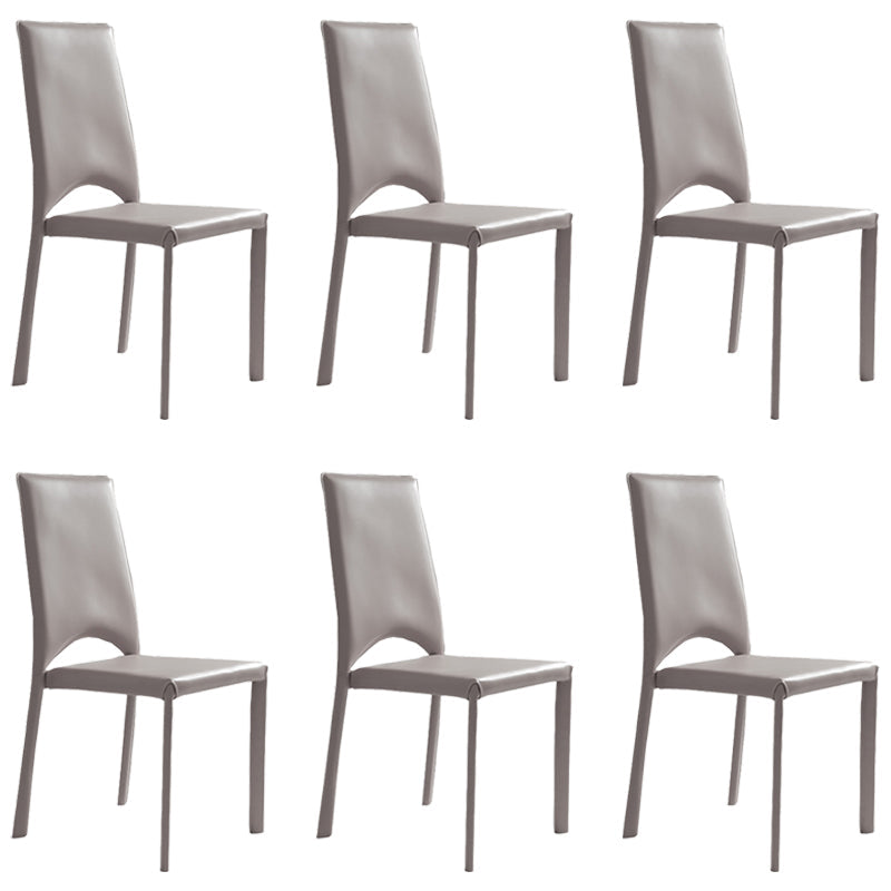 Modern Simple Side Chair Faux Leather Side Dining Chair for Home Use Grey 6 Piece Set Clearhalo 'Dining Chairs' 'Dining Tables & Seating' 'dining_chair' 'furn' 'furn_dining_chair' 'Furniture' 'Kitchen & Dining Furniture' 7014679