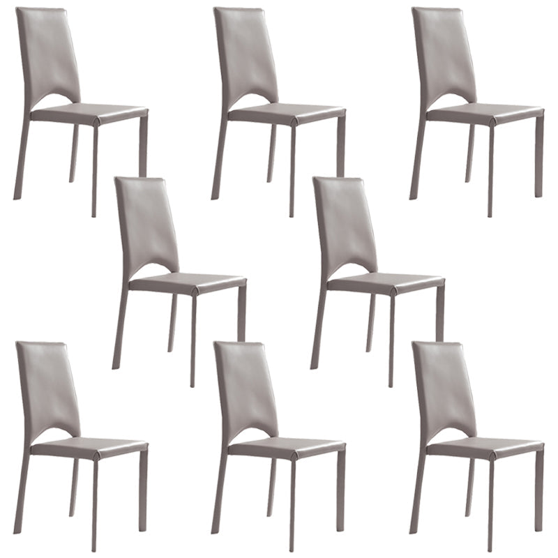 Modern Simple Side Chair Faux Leather Side Dining Chair for Home Use Grey 8 Piece Set Clearhalo 'Dining Chairs' 'Dining Tables & Seating' 'dining_chair' 'furn' 'furn_dining_chair' 'Furniture' 'Kitchen & Dining Furniture' 7014682