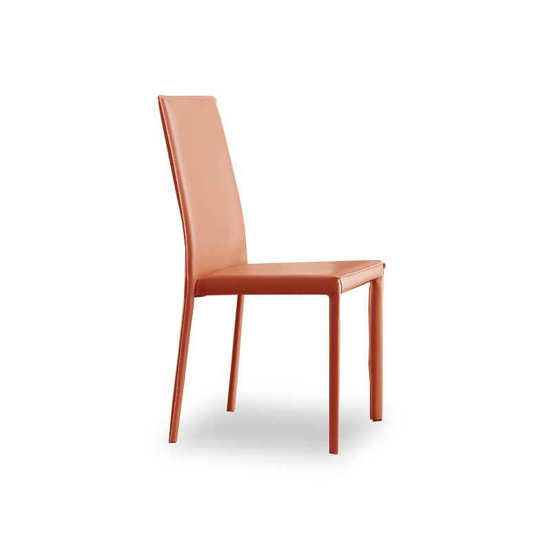 Modern Simple Side Chair Faux Leather Side Dining Chair for Home Use Light Orange 1 Piece Clearhalo 'Dining Chairs' 'Dining Tables & Seating' 'dining_chair' 'furn' 'furn_dining_chair' 'Furniture' 'Kitchen & Dining Furniture' 7014683