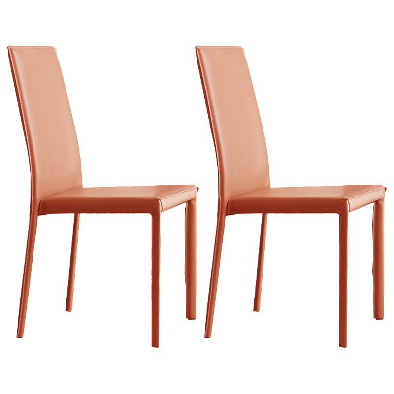 Modern Simple Side Chair Faux Leather Side Dining Chair for Home Use Light Orange 2 Piece Set Clearhalo 'Dining Chairs' 'Dining Tables & Seating' 'dining_chair' 'furn' 'furn_dining_chair' 'Furniture' 'Kitchen & Dining Furniture' 7014684