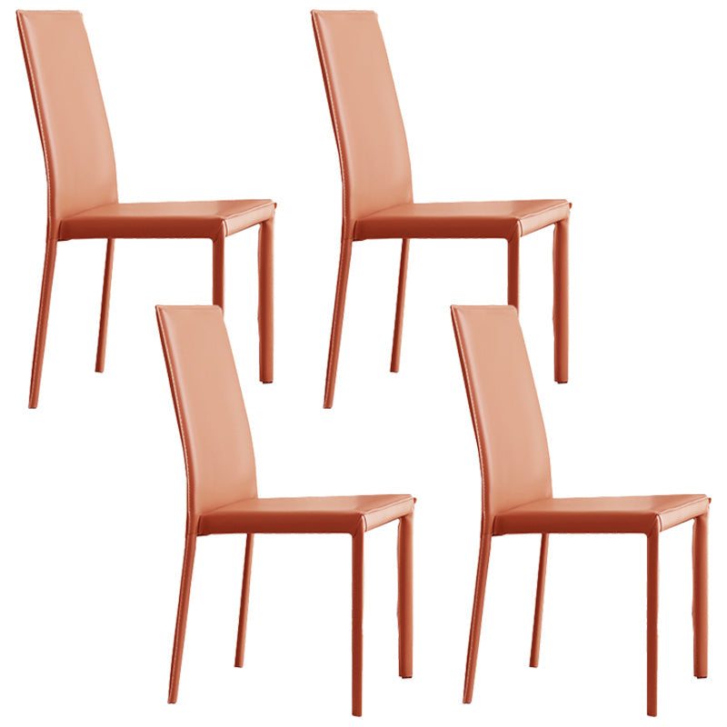 Modern Simple Side Chair Faux Leather Side Dining Chair for Home Use Light Orange 4 Piece Set Clearhalo 'Dining Chairs' 'Dining Tables & Seating' 'dining_chair' 'furn' 'furn_dining_chair' 'Furniture' 'Kitchen & Dining Furniture' 7014685