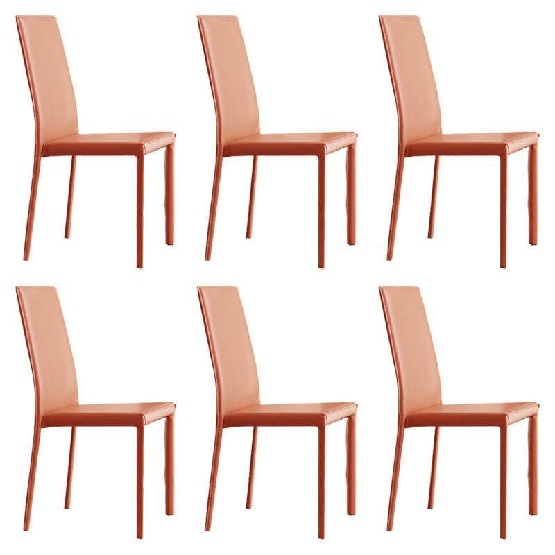 Modern Simple Side Chair Faux Leather Side Dining Chair for Home Use Light Orange 6 Piece Set Clearhalo 'Dining Chairs' 'Dining Tables & Seating' 'dining_chair' 'furn' 'furn_dining_chair' 'Furniture' 'Kitchen & Dining Furniture' 7014686