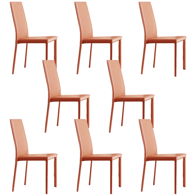 Modern Simple Side Chair Faux Leather Side Dining Chair for Home Use Light Orange 8 Piece Set Clearhalo 'Dining Chairs' 'Dining Tables & Seating' 'dining_chair' 'furn' 'furn_dining_chair' 'Furniture' 'Kitchen & Dining Furniture' 7014687