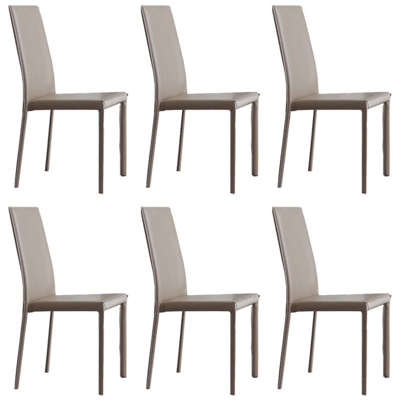 Modern Simple Side Chair Faux Leather Side Dining Chair for Home Use Cream Gray 6 Piece Set Clearhalo 'Dining Chairs' 'Dining Tables & Seating' 'dining_chair' 'furn' 'furn_dining_chair' 'Furniture' 'Kitchen & Dining Furniture' 7014691