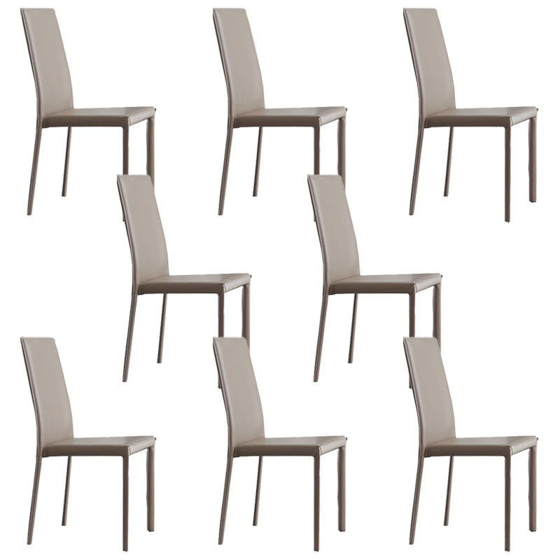 Modern Simple Side Chair Faux Leather Side Dining Chair for Home Use Cream Gray 8 Piece Set Clearhalo 'Dining Chairs' 'Dining Tables & Seating' 'dining_chair' 'furn' 'furn_dining_chair' 'Furniture' 'Kitchen & Dining Furniture' 7014692