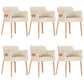 Modern Simple Arm Chair Wooden Base Dining Arm Chair for Living Room Off-White 6 Piece Set Clearhalo 'Dining Chairs' 'Dining Tables & Seating' 'dining_chair' 'furn' 'furn_dining_chair' 'Furniture' 'Kitchen & Dining Furniture' 7014736