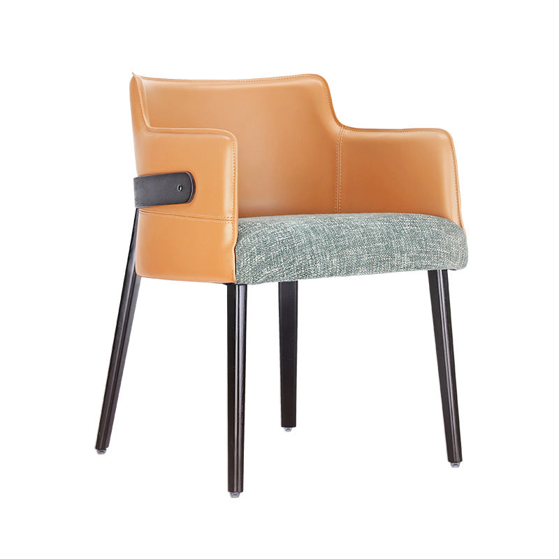 Modern Simple Arm Chair Wooden Base Dining Arm Chair for Living Room Orange 1 Piece Clearhalo 'Dining Chairs' 'Dining Tables & Seating' 'dining_chair' 'furn' 'furn_dining_chair' 'Furniture' 'Kitchen & Dining Furniture' 7014739