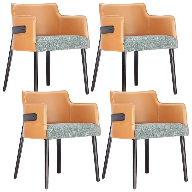 Modern Simple Arm Chair Wooden Base Dining Arm Chair for Living Room Orange 4 Piece Set Clearhalo 'Dining Chairs' 'Dining Tables & Seating' 'dining_chair' 'furn' 'furn_dining_chair' 'Furniture' 'Kitchen & Dining Furniture' 7014743