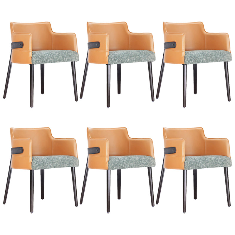 Modern Simple Arm Chair Wooden Base Dining Arm Chair for Living Room Orange 6 Piece Set Clearhalo 'Dining Chairs' 'Dining Tables & Seating' 'dining_chair' 'furn' 'furn_dining_chair' 'Furniture' 'Kitchen & Dining Furniture' 7014745