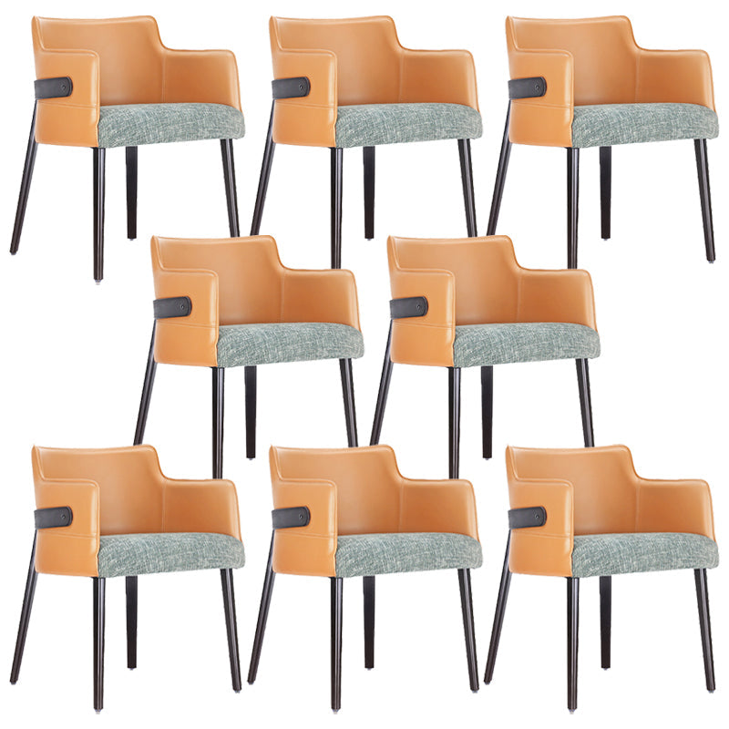 Modern Simple Arm Chair Wooden Base Dining Arm Chair for Living Room Orange 8 Piece Set Clearhalo 'Dining Chairs' 'Dining Tables & Seating' 'dining_chair' 'furn' 'furn_dining_chair' 'Furniture' 'Kitchen & Dining Furniture' 7014747