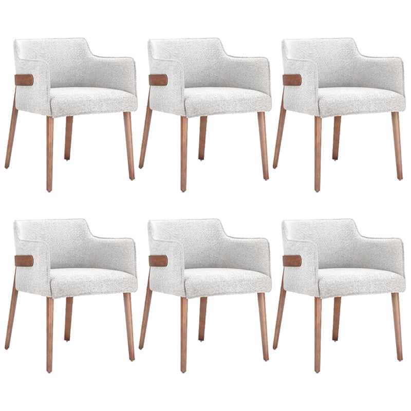 Modern Simple Arm Chair Wooden Base Dining Arm Chair for Living Room Grey 6 Piece Set Clearhalo 'Dining Chairs' 'Dining Tables & Seating' 'dining_chair' 'furn' 'furn_dining_chair' 'Furniture' 'Kitchen & Dining Furniture' 7014751
