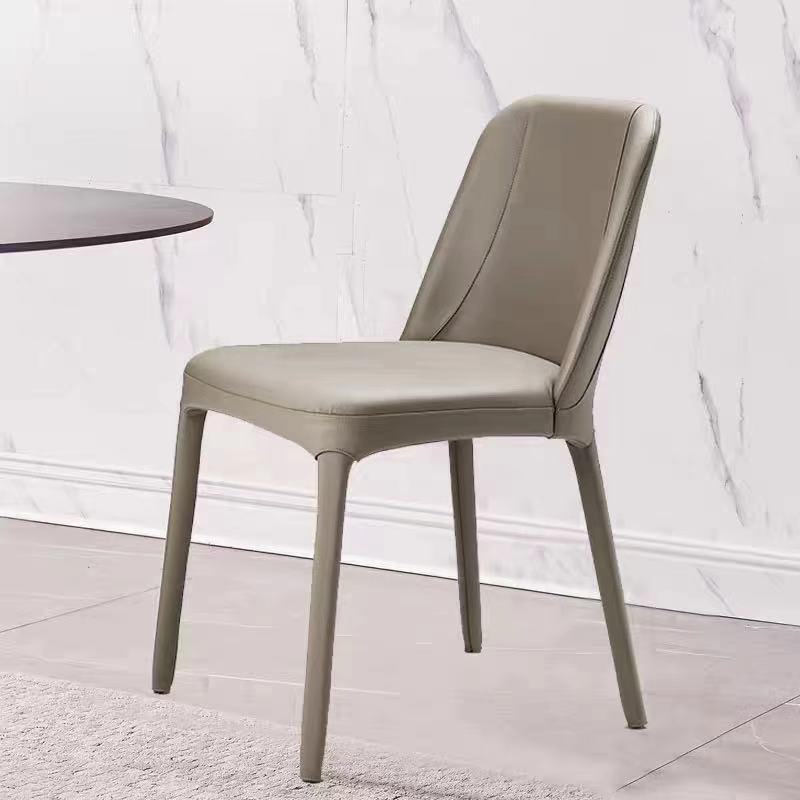 Faux Leather Kitchen Dining Chairs Parsons Chairs with Metal Base