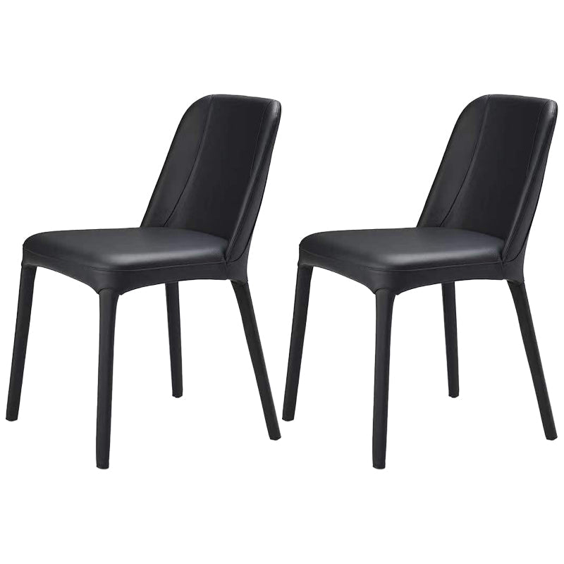 Faux Leather Kitchen Dining Chairs Parsons Chairs with Metal Base