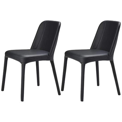 Faux Leather Kitchen Dining Chairs Parsons Chairs with Metal Base