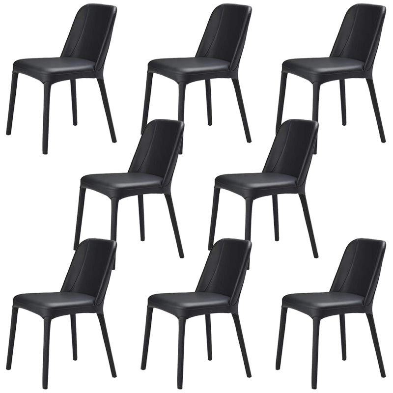 Faux Leather Kitchen Dining Chairs Parsons Chairs with Metal Base