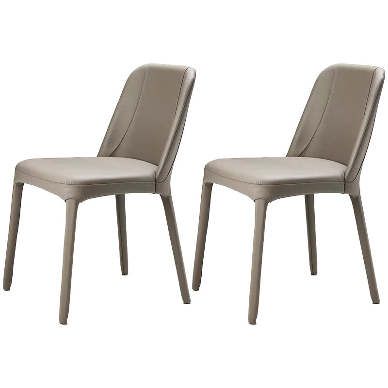 Faux Leather Kitchen Dining Chairs Parsons Chairs with Metal Base