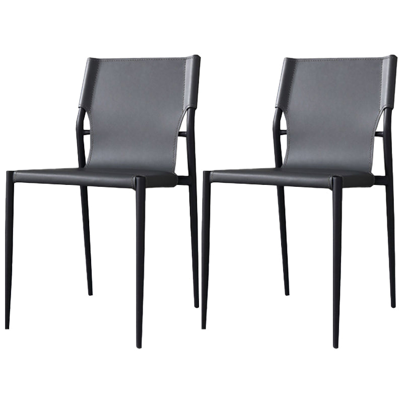 Moderne eenvoudige zijstoel kleurrijke faux lederen kant eetkamerstoel voor woonkamer