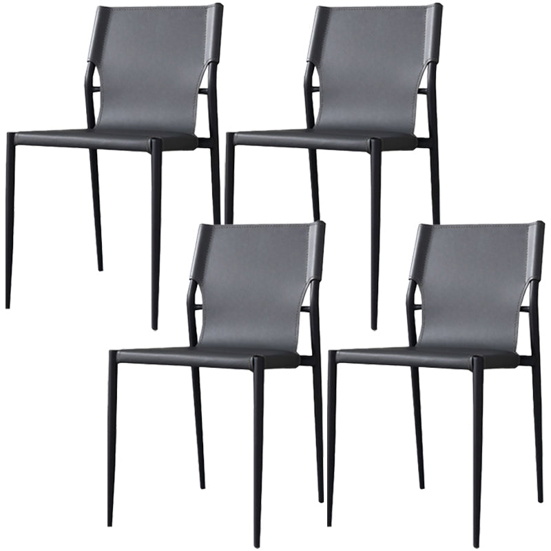 Moderne eenvoudige zijstoel kleurrijke faux lederen kant eetkamerstoel voor woonkamer