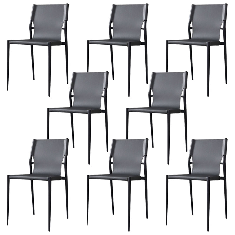 Moderne eenvoudige zijstoel kleurrijke faux lederen kant eetkamerstoel voor woonkamer