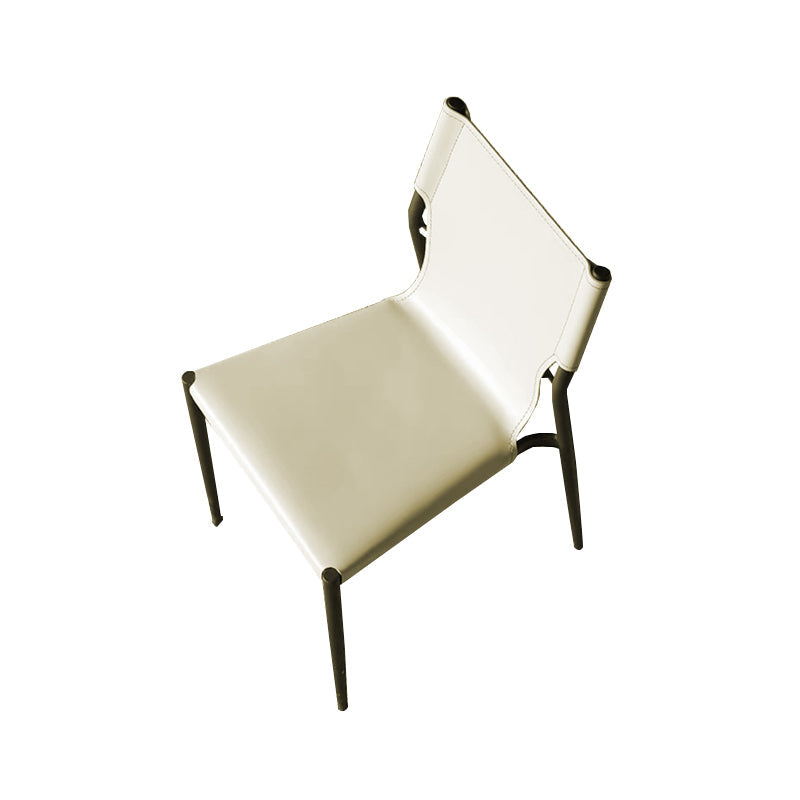 Moderne eenvoudige zijstoel kleurrijke faux lederen kant eetkamerstoel voor woonkamer