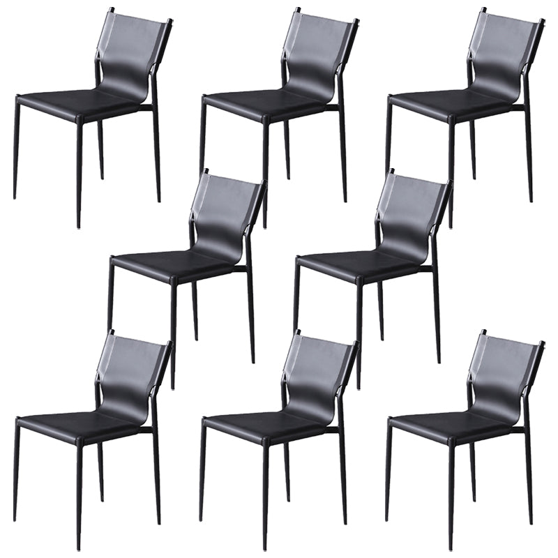 Moderne eenvoudige zijstoel kleurrijke faux lederen kant eetkamerstoel voor woonkamer