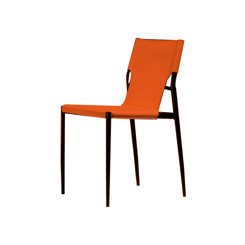 Moderne eenvoudige zijstoel kleurrijke faux lederen kant eetkamerstoel voor woonkamer